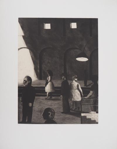 Richard DAVIES - A la gare - Gravure originale signée 2