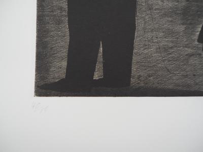 Richard DAVIES - A la gare - Gravure originale signée 2