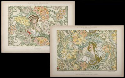 Alphonse MUCHA - Byzantine & Langage des Fleurs, ch. 1900 - Ensemble de 2 lithographies originales 2
