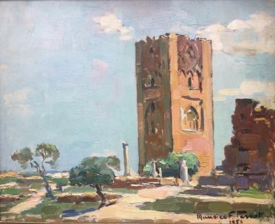 Maurice F. PERROT - La Tour Hassan à Rabat, 1956 - Huile sur panneau signée 2