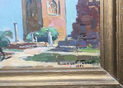 Maurice F. PERROT - La Tour Hassan à Rabat, 1956 - Huile sur panneau signée 2