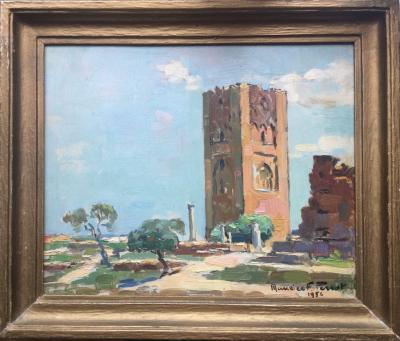 Maurice F. PERROT - La Tour Hassan à Rabat, 1956 - Huile sur panneau signée 2