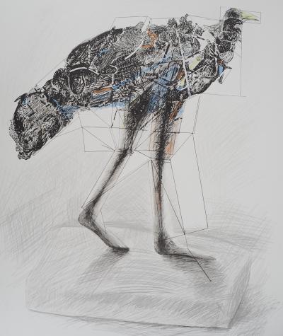 CESAR : Poule en marche - Lithographie signée 2