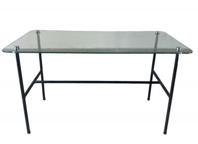 Table basse française Disderot verre et acier, Pierre GUARICHE - 1950 2