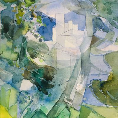 Camille HILAIRE - Saint-Paul de Vence, 1986 - Aquarelle et gouache originale signée 2