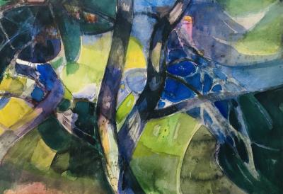 Camille HILAIRE - Au Cap Martin, 1985 - Aquarelle et gouache originale signée 2