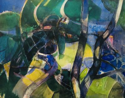 Camille HILAIRE - Au Cap Martin, 1985 - Aquarelle et gouache originale signée 2