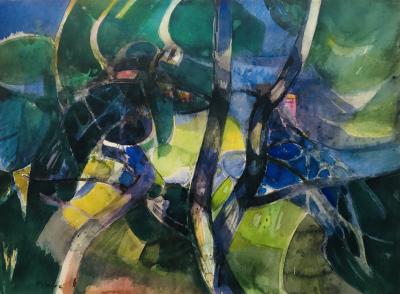 Camille HILAIRE - Au Cap Martin, 1985 - Aquarelle et gouache originale signée 2