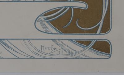 Mucha - Elégante à la couronne de fleurs 1899 - Affiche lithographique originale 2