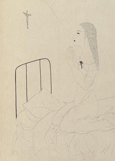 Léonard Tsuguharu Foujita (1886-1968) - La prière, 1920 - Eau forte originale signée dans la planche 2