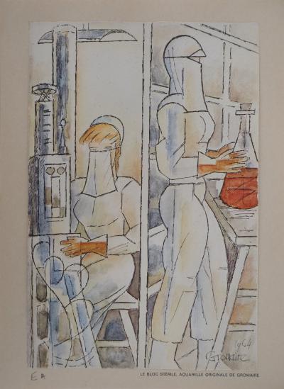 Marcel GROMAIRE - Infirmières au laboratoire - Lithographie signée 2
