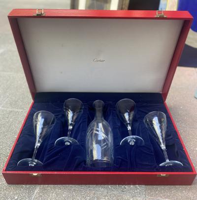 Coffret Cartier composé de 4 verres à eau et une carafe à eau en cristal 2