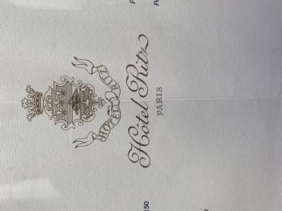 Menu Hôtel Ritz Paris 2