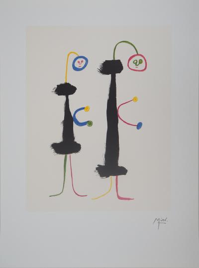 Joan MIRO (after) - Surrealist loving couple - Signed lithograph 2