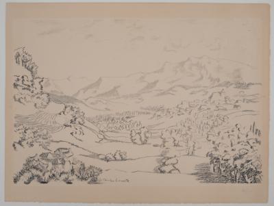Charles LACOSTE : Pyrénées, La vallée de Monein - Lithographie originale signée, 1946 2