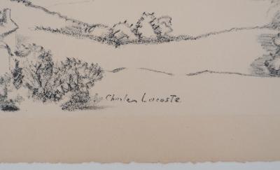 Charles LACOSTE : Pyrénées, La vallée de Monein - Lithographie originale signée, 1946 2