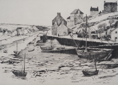 Eugène CORNEAU : Marée basse - Gravure Originale Signée, 1946 2