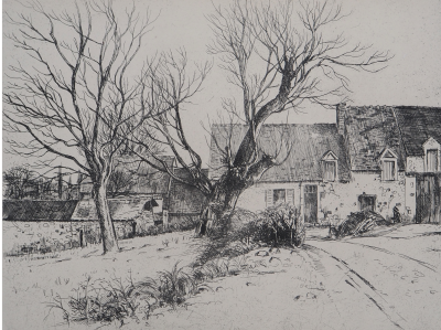 Eugène CORNEAU : La maison aux têtards - Gravure Originale Signée, 1946 2