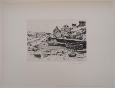 Eugène CORNEAU : Marée basse - Gravure Originale Signée, 1946 2