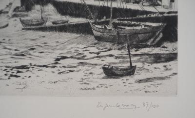 Eugène CORNEAU : Marée basse - Gravure Originale Signée, 1946 2