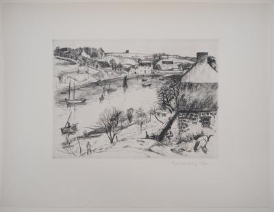 Eugène CORNEAU : Le vieux pignon - Gravure Originale Signée, 1946 2