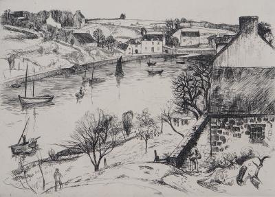Eugène CORNEAU : Le vieux pignon - Gravure Originale Signée, 1946 2