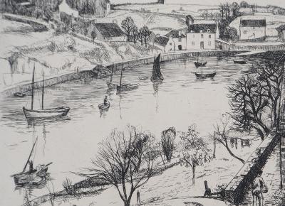 Eugène CORNEAU : Le vieux pignon - Gravure Originale Signée, 1946 2