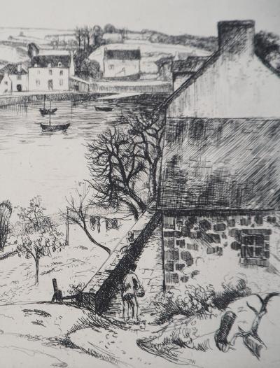Eugène CORNEAU : Le vieux pignon - Gravure Originale Signée, 1946 2