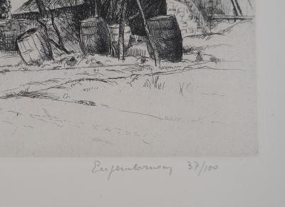 Eugène CORNEAU : Rivière bretonne - Gravure Originale Signée, 1946 2