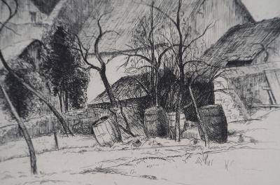 Eugène CORNEAU : Rivière bretonne - Gravure Originale Signée, 1946 2
