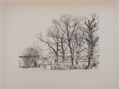 Eugène CORNEAU : Vieux arbres - Gravure Originale Signée, 1946 2