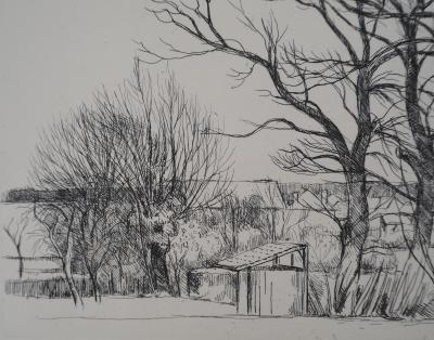 Eugène CORNEAU : Vieux arbres - Gravure Originale Signée, 1946 2