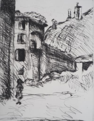 Lucien MAINSSIEUX : Voiron, vieux quartier - Gravure Originale Signée, 1949 2