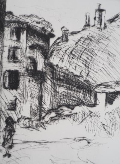Lucien MAINSSIEUX : Voiron, vieux quartier - Gravure Originale Signée, 1949 2