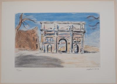 Lucien MAINSSIEUX : Le donjon gothique - Lithographie en couleurs signée, 1949 2