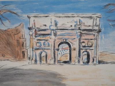 Lucien MAINSSIEUX : Le donjon gothique - Lithographie en couleurs signée, 1949 2