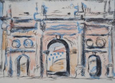 Lucien MAINSSIEUX : Le donjon gothique - Lithographie en couleurs signée, 1949 2