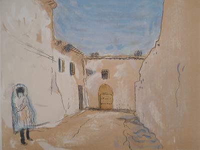 Lucien MAINSSIEUX : Marrakech, La Casbah - Lithographie originale signée, 1949 2