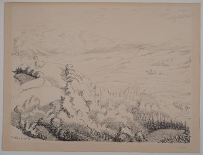 Charles LACOSTE : Béarn, collines vers Oloron - Lithographie originale, 1946 2