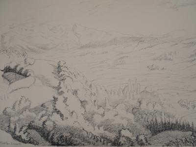 Charles LACOSTE : Béarn, collines vers Oloron - Lithographie originale, 1946 2