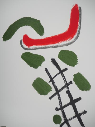 Pierre TAL-COAT : Composition abstraite en rouge et vert - Lithographie originale signée 2