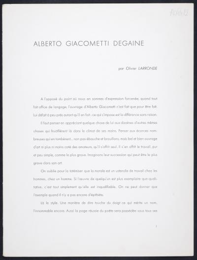 Alberto GIACOMETTI - Femme assise, 1961 - Original lithograph from Derrière Le Miroir n°127 2