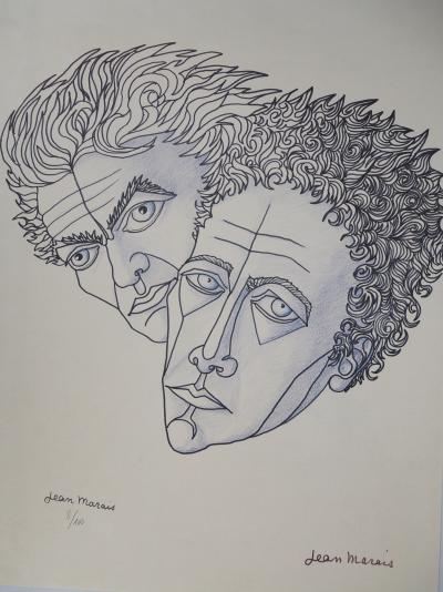 Jean MARAIS - Jean Cocteau and Me - Lithograph on vellum Signed 2