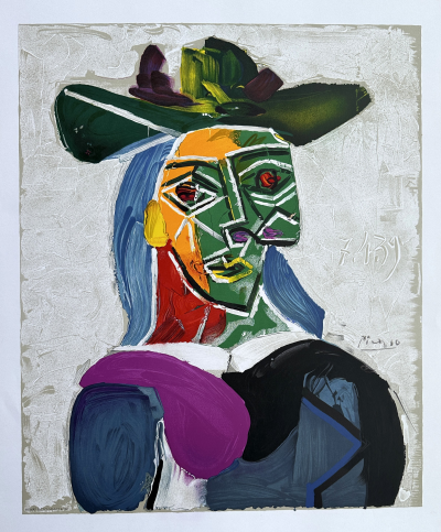 Pablo PICASSO (d’après) - Femme au chapeau (Dora Maar) - Lithographie signée dans la planche 2