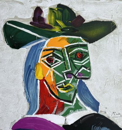 Pablo PICASSO (after) Femme au chapeau (Dora Maar) Color lithograph 2