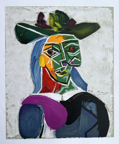 Pablo PICASSO (after) Femme au chapeau (Dora Maar) Color lithograph 2
