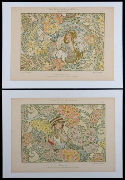 Alphonse MUCHA - Byzantine & Langage des Fleurs, c. 1900 - Rare set of 2 original lithographs 2