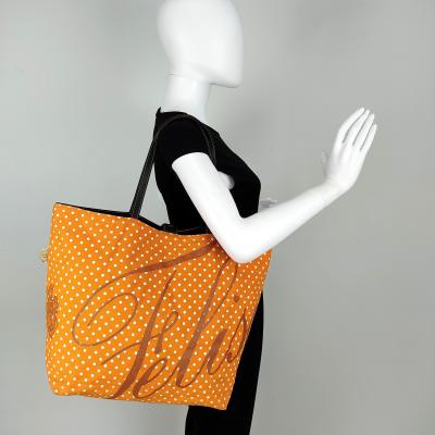 Felisi - Borsa shopper in tela arancione con pois bianchi 2