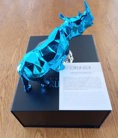 Rhino Spirit (Azur Edition) - Richard Orlinski Sculpture 2