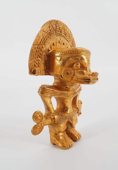 COLOMBIE Civilisation Taïrona - Dieu masqué - Statuette en or tumbago 2